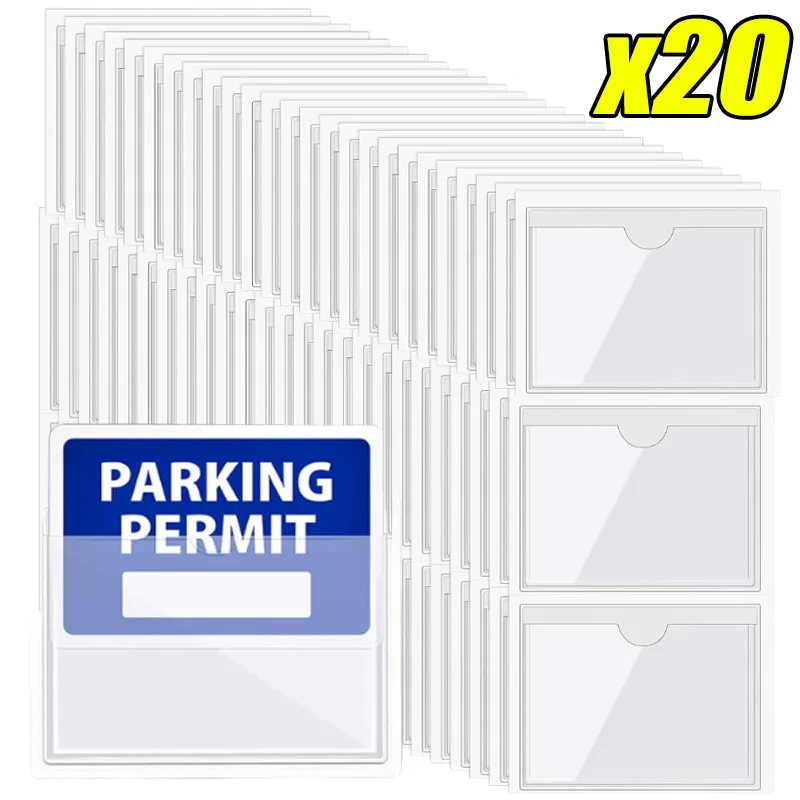 Card Holder Parking Pass Car Windshield Transparent Label Set Portable Adhesive Protective Film Cards Identification Card Holder