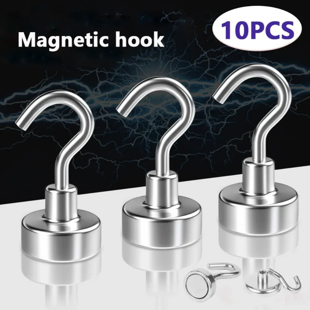 

10PCS Metal Strong Magnet Hook Practical Load Bearing Hookmagnetic Suction Cup Non Perforated Hook for Kitchen Living Room Hook