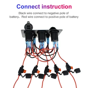 Painel de interruptor de barco, painel de interruptor de carro, voltímetro digital à prova d'água, porta usb dupla, 12v, combinação de saída, led marinho, rocker, 5 gang 12 principais vendas lancha painel - №3