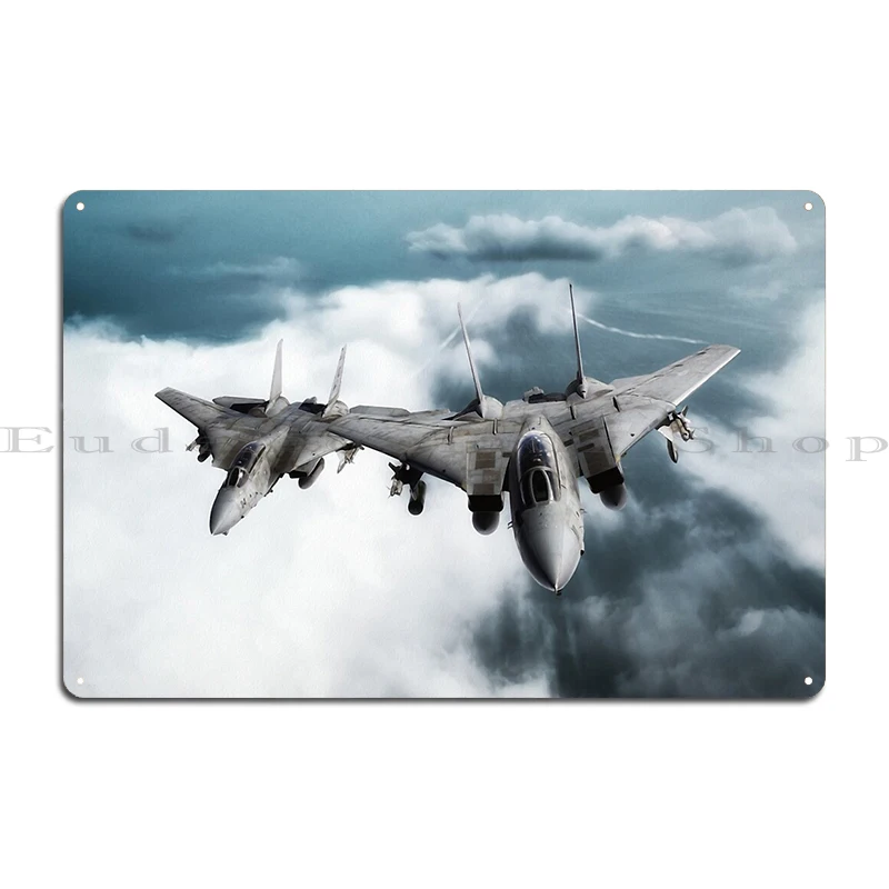 Two US Navy F-14 Tomcats Us Navy F-14 Tomcat And A4 Sky Dog Fight Metal Cinema Living Room Club Bar Plaques Tin Sign Poster