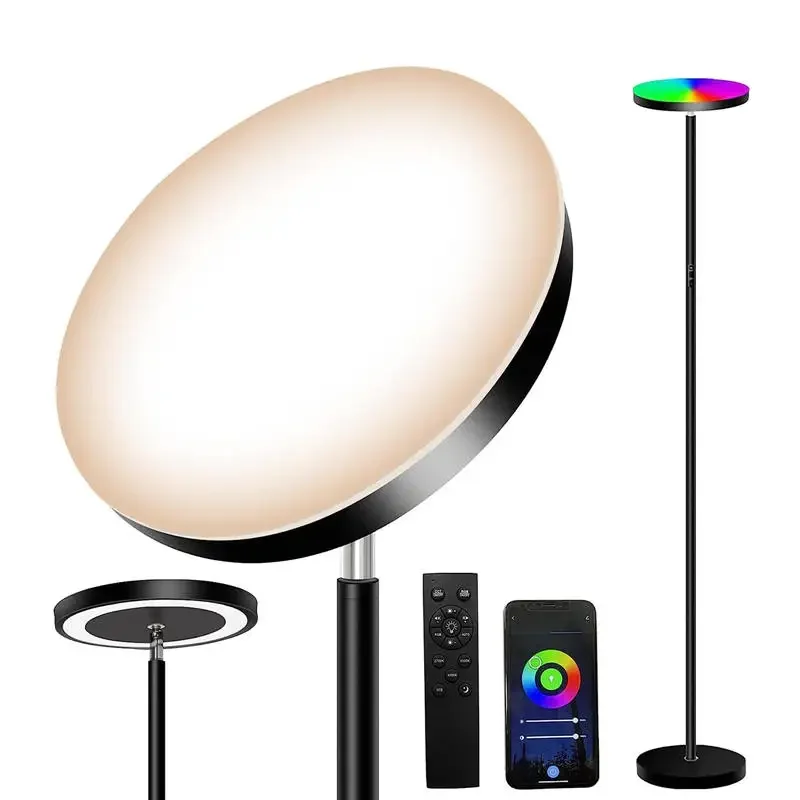 Lampa podłogowa 169cm RGB atmosfera LED narożna lampka nocna ściemnialna aplikacja do wystrój salonu oświetlenie do sypialni w pomieszczeniach +