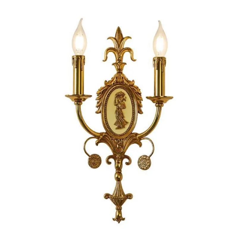 All-copper wall lamp luxury retro European light luxury dewaxing corridor lamp
