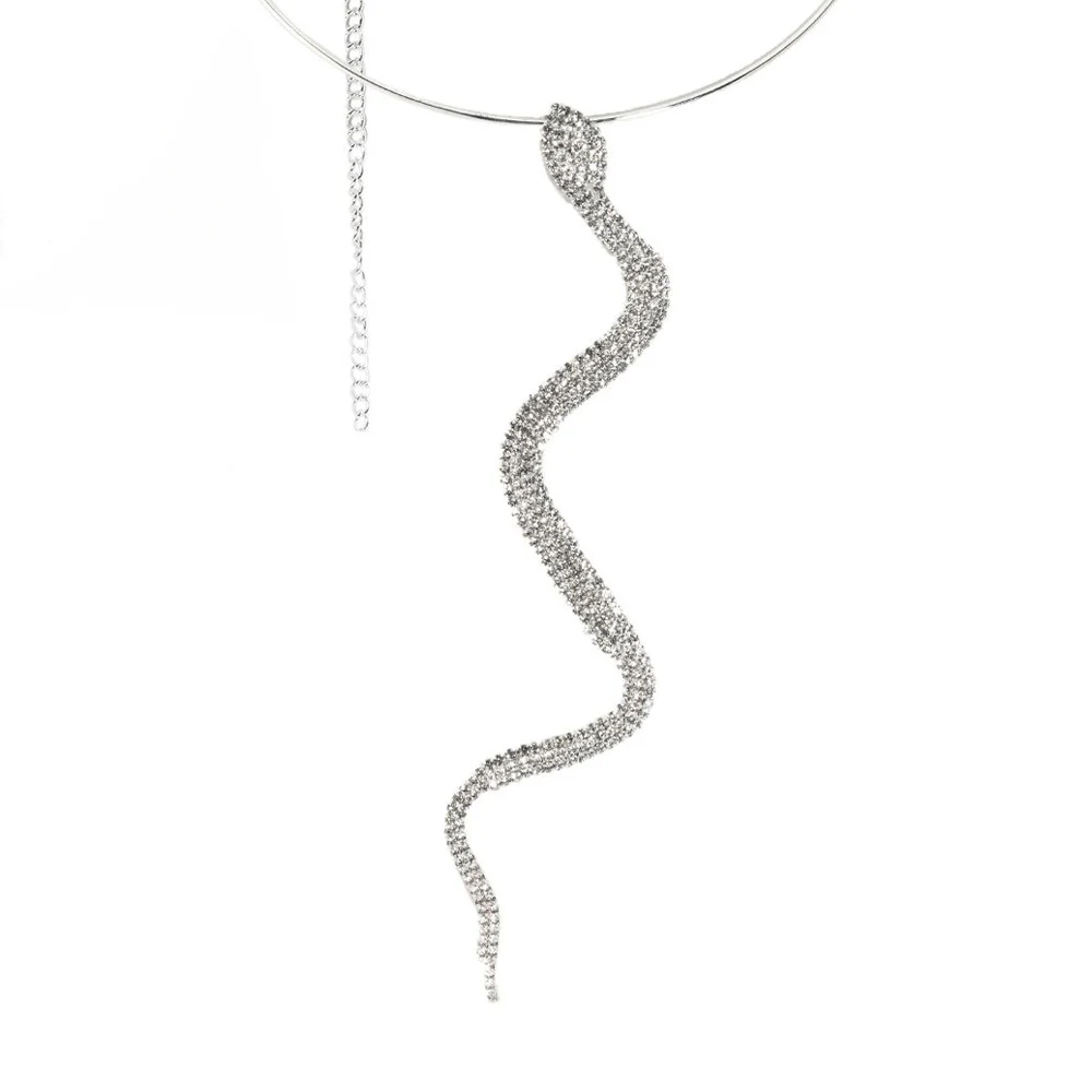 Fashion Punk Snake Necklace Elegant for Women Luxury Decoration Rhinestone Collar Choker Necklace Holiday Party Jewelry Gifts