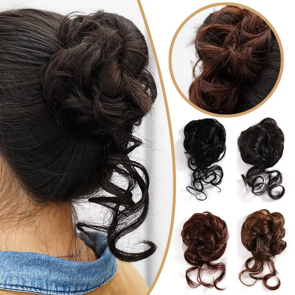 

Messy Bun Hair Piece Tousled Updo Hair Buns Extension Elastic Hair Band Hair Pieces Curly Hair Bun Scrunchie For Women