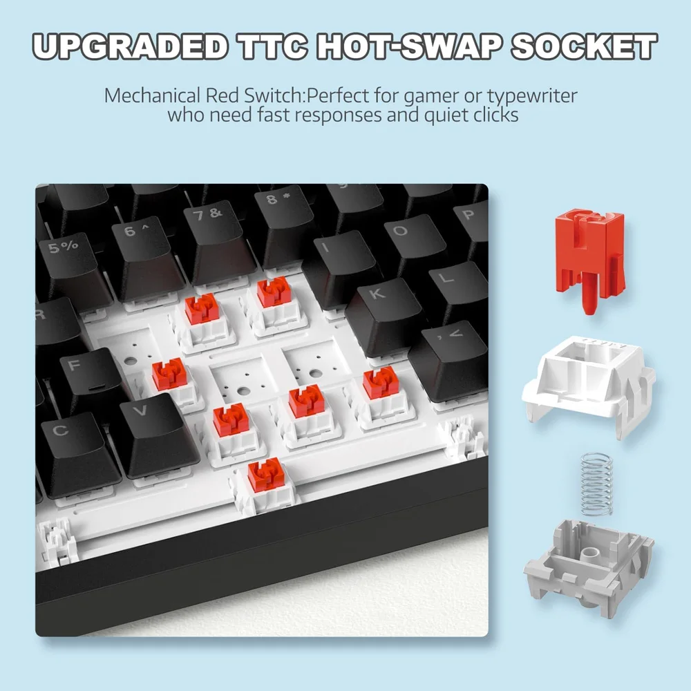 Ak820 لوحة المفاتيح الميكانيكية السلكية USB 75% الضوء الأبيض طوقا مفتاح كامل الساخن مبادلة Esports الألعاب لوحة المفاتيح مخصص لأجهزة الكمبيوتر المحمول #4