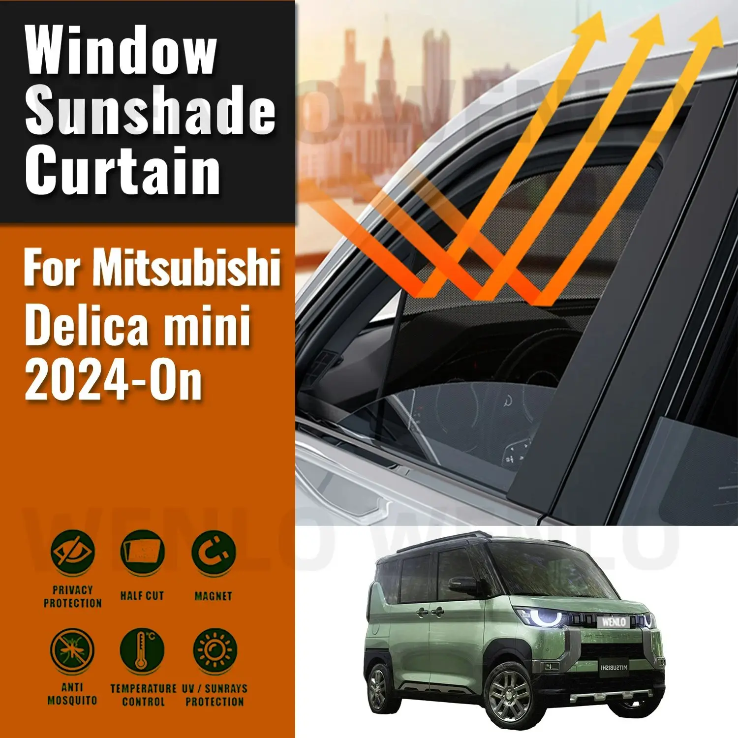 

For Mitsubishi Delica Mini 2024 Magnetic Car Sunshade Visor Front Windshield Curtain Rear Side Baby Window Sun Shade Shield