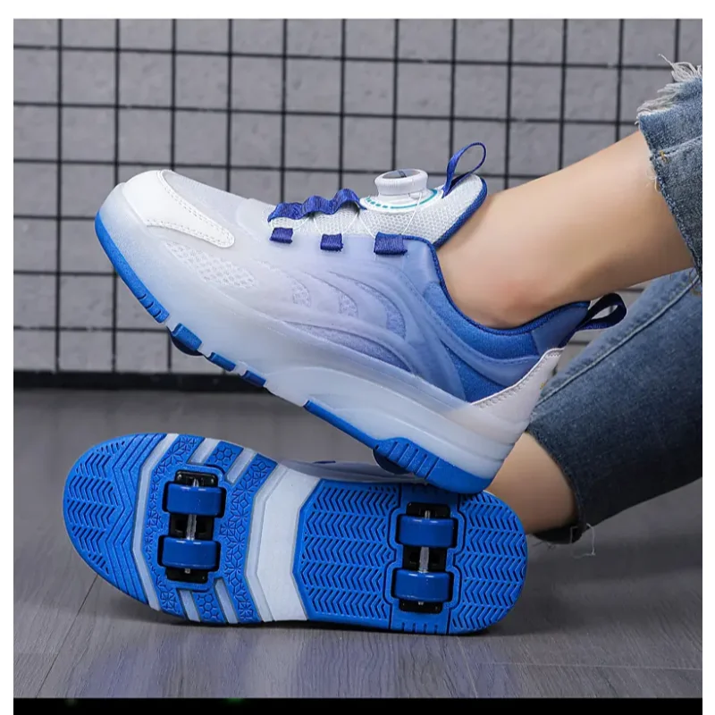 Roller Skate Shoes Kids Fashion Casual Sport 4 Wheels Sneaker Girl Boy Wing Boots Children Birthday Gift Toy Light Up Footwear