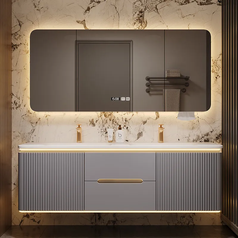

Тумбочка для туалетного столика для ванной комнаты с раковиной, узкий компактный шкаф для ванной, мебель для ванной комнаты с зеркальной подставкой