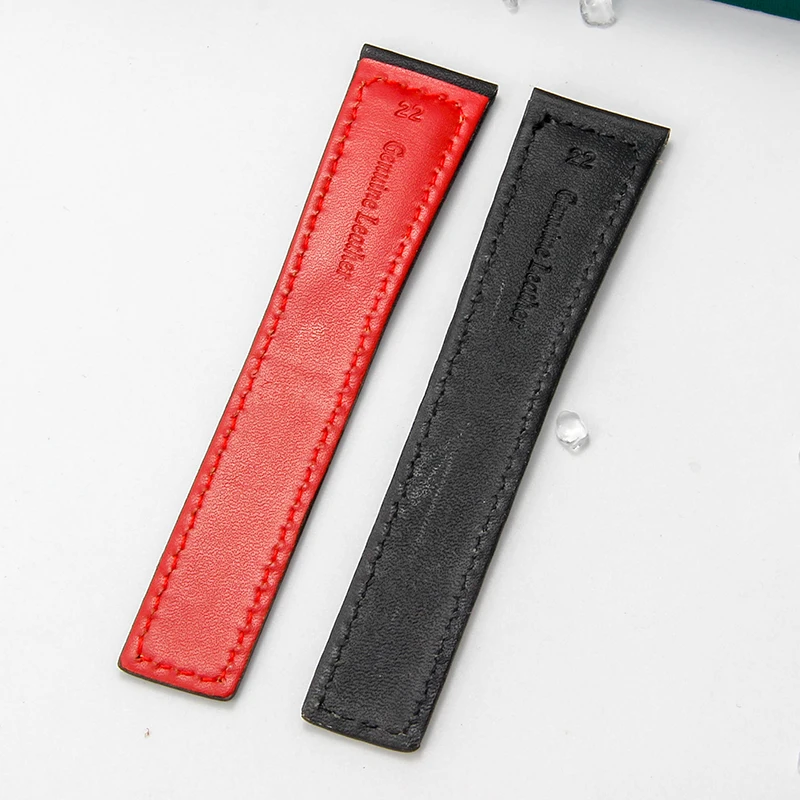 Durável resistente ao desgaste flexível pulseira de couro de vaca genuína para tag heuer série respirável confortável pulseira de relógio 22mm preto