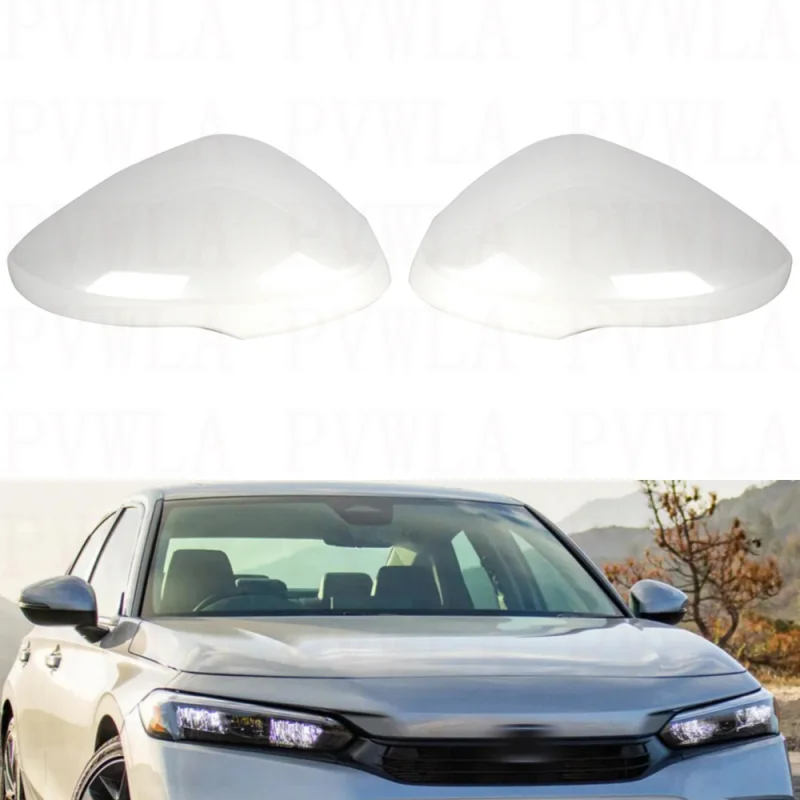 Pair Left And Right Pearl White Painted Mirror Housing Cover Cap With Turn Signal Hole For Honda US Version Civic 2022-2023