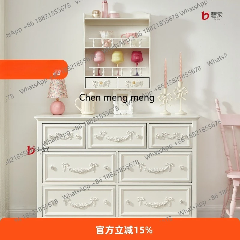 

French carved solid wood dining side chest European storage locker Dopamine TV porch cabinet