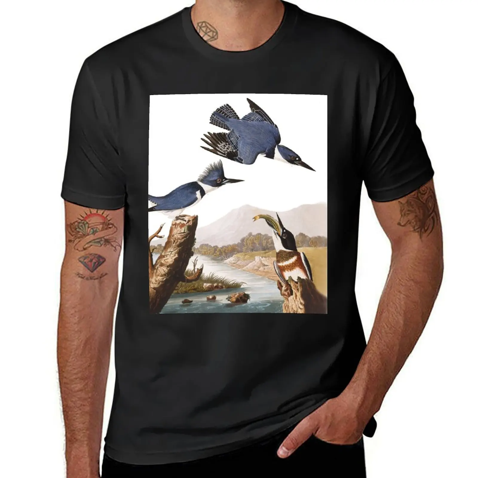 

Belted Kingfishers by John James Audubon T-Shirt Blouse sweat mens t shirt graphic