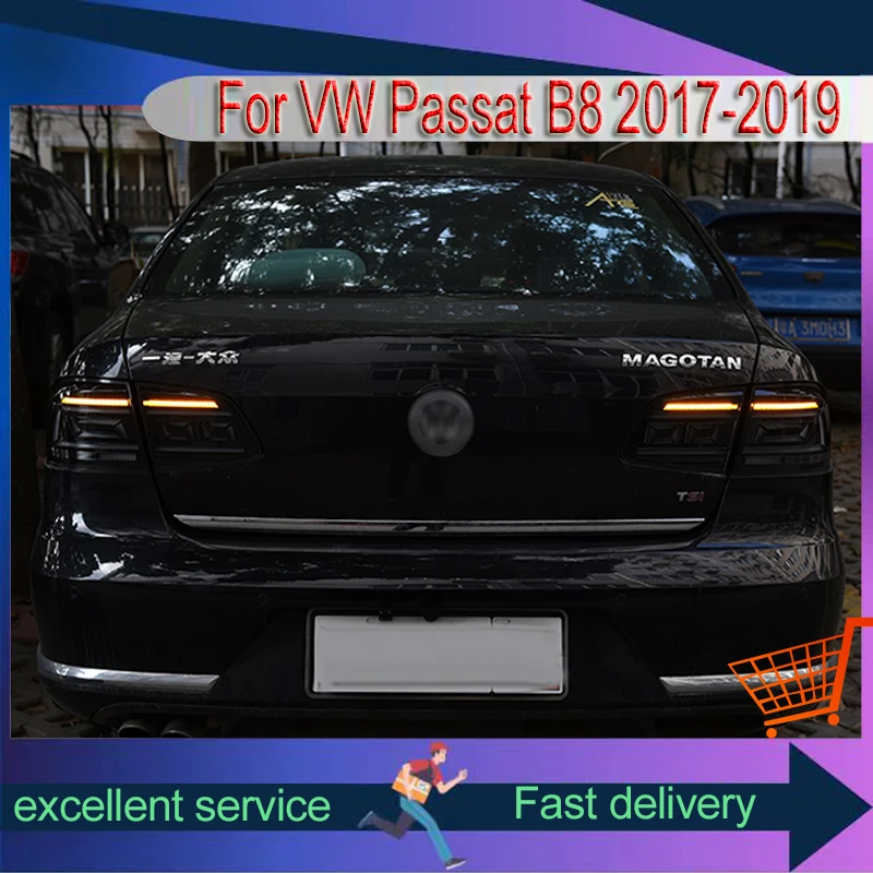 زوج من المصابيح الخلفية لفولكس فاجن باسات B8-، مصباح ليد DRL الخلفي أدوات تسليط الضوء على السيارات ، ملحقات الذيل ، عكس ، الذيل