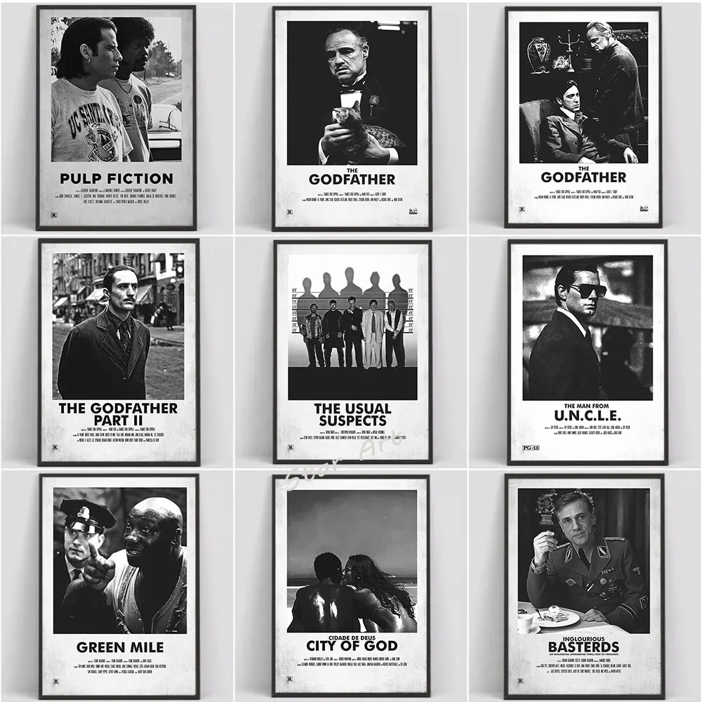 

Vintage Movies Abstract Poster Print Black and White Movie Canvas Painting Wall Art Picture for Living Room Home Decoration Gift