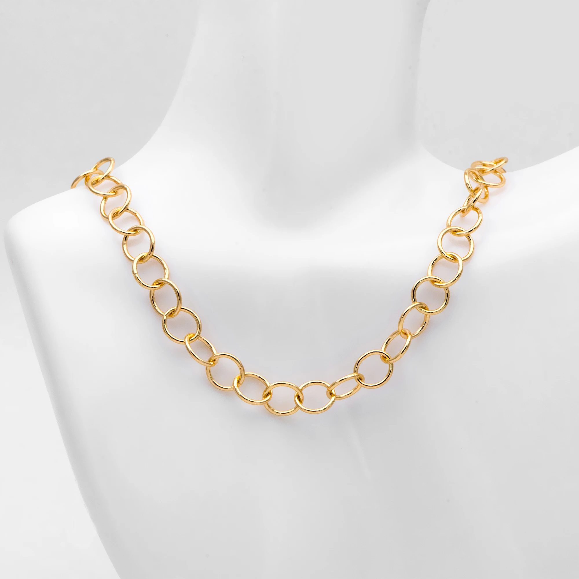 Gold/ Silver/ Rose Gold Round Loop Chain 8mm, 18K Real Gold/ Rhodium Plated Brass, Circle Link Chains (#LK-413)/ 1 Meter=3.3ft