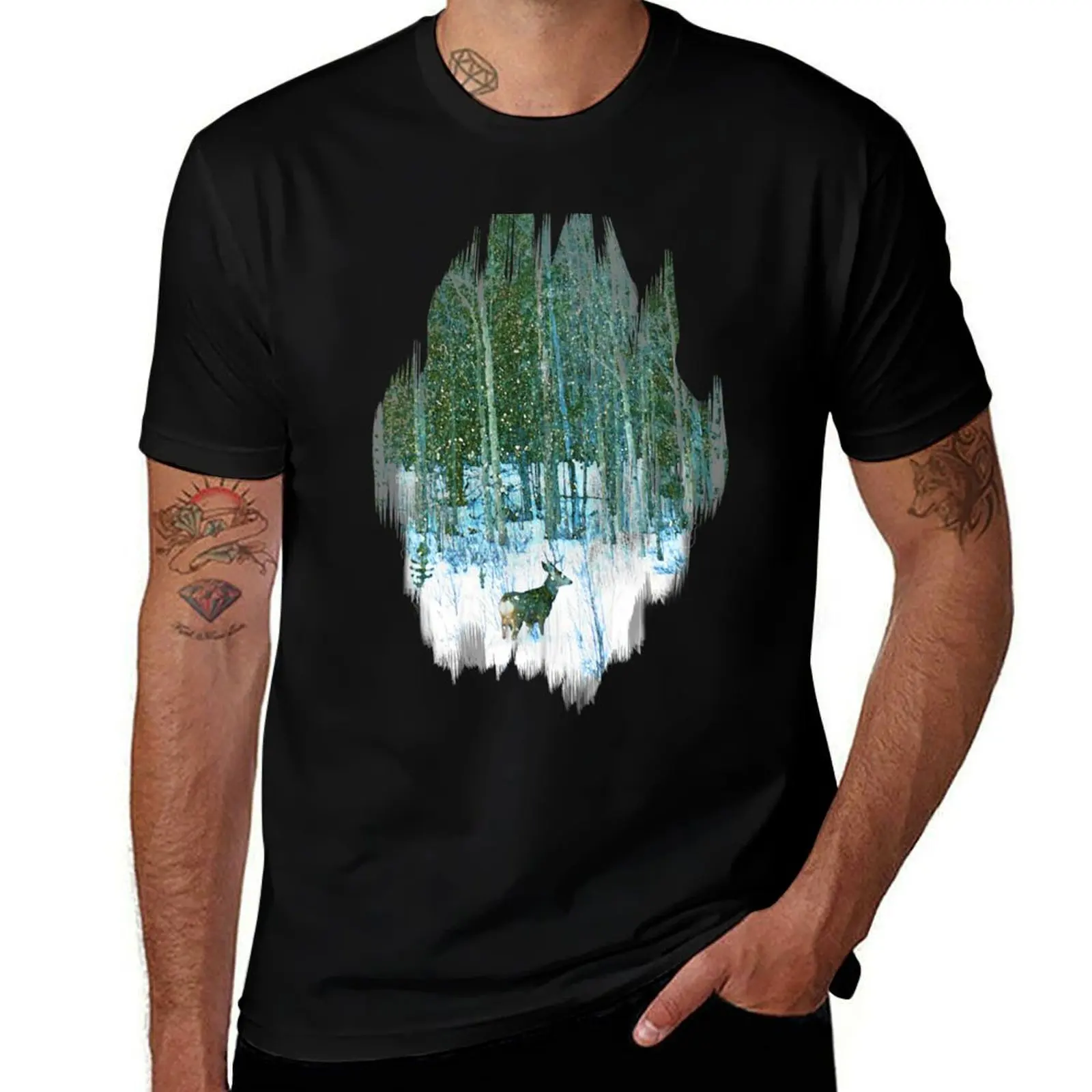 

Deer in the Forest T-Shirt Basic All Season Solid T-Shirt