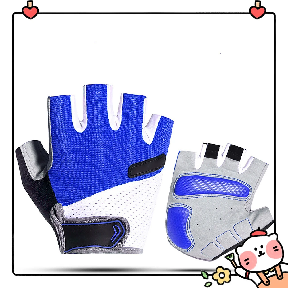 

1Pair Anti Slip Breathable Half Finger Cycling Gloves Unisex Blue M Size for Driving Jogging Fishing Hiking Outdoor Activities