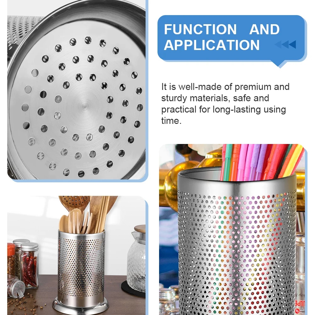 

2Pcs Sturdy Steel Chopstick Containers Kitchen Tool Organizers Silverware Holders Large Capacity Easy to Clean for Forks Spoons