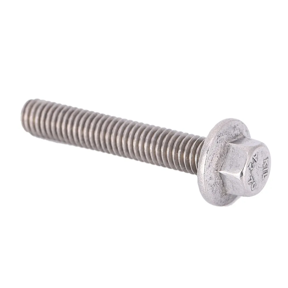 10pcs Serrated Locking Face Flange Bolts Cap Washer Head Hex Head Hex Flange Screws Serrated Flange Bolts Vehicle Protection
