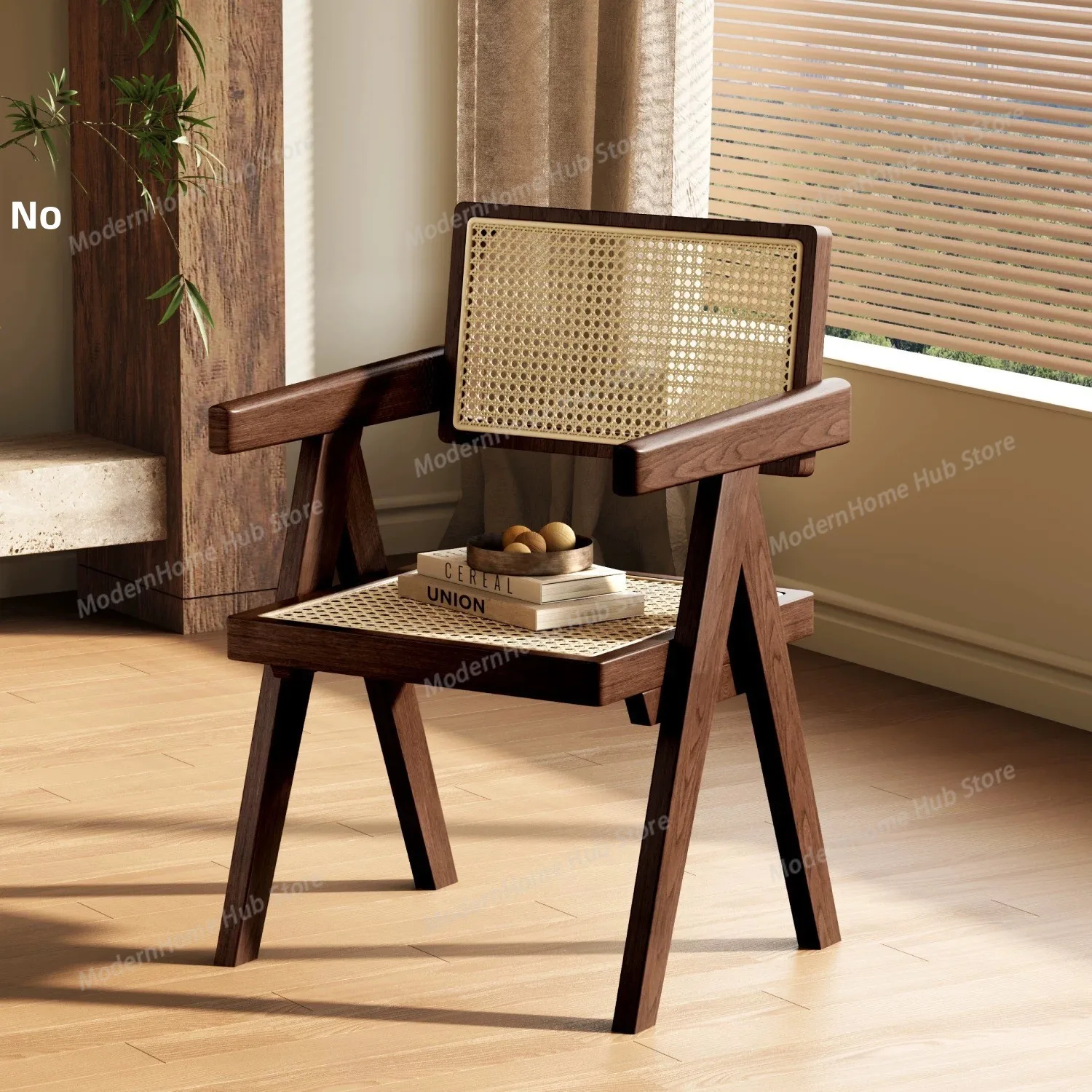 Nordic Style Wicker Dining Chair for Home Cafe Restaurant Living Room Office Use Solid Wood Frame Ergonomic Design Back