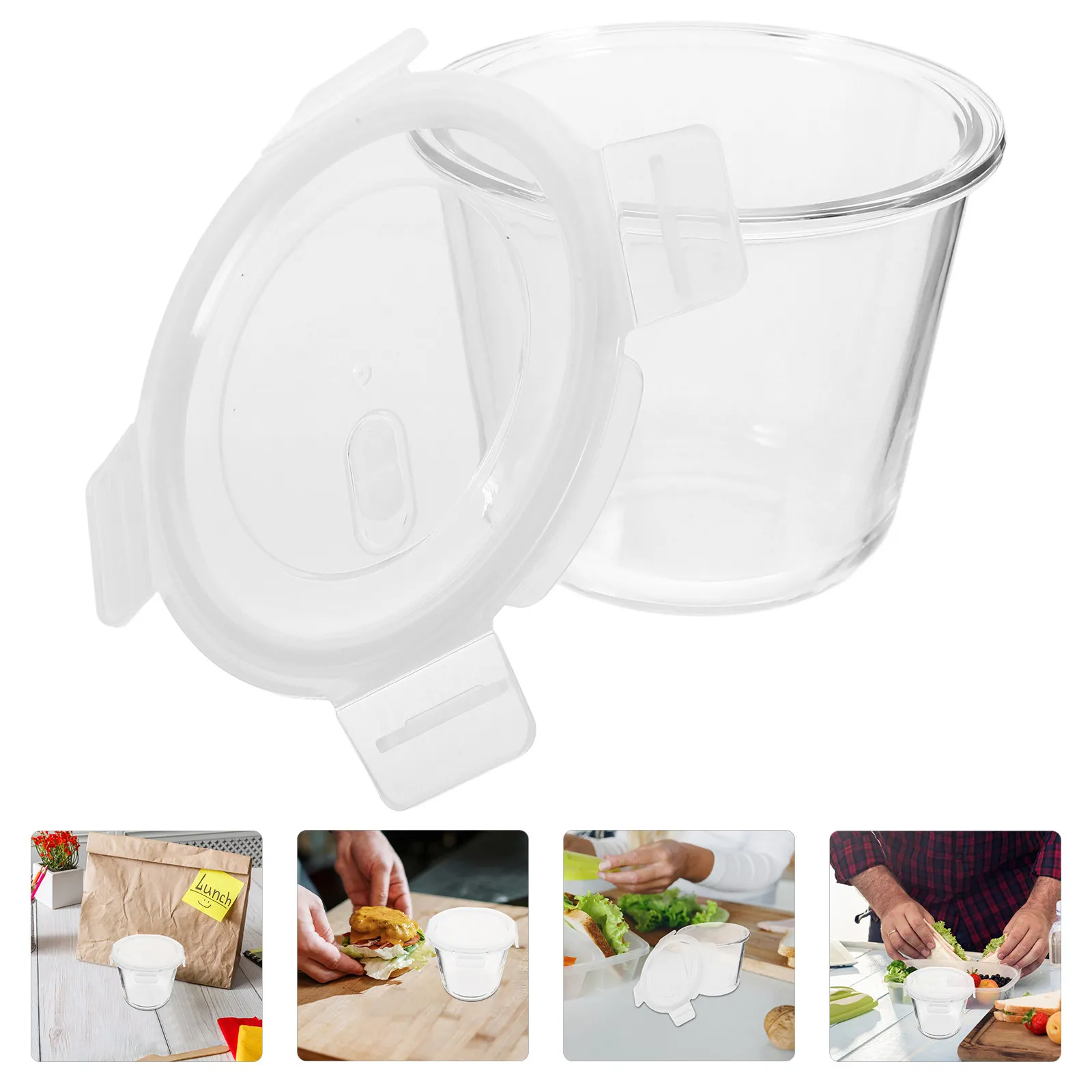 Glass Food Storage Container Airtight Lid Multi-Function Glass Bowl Oven Microwave Safe Meal Prep Container Salad Fruit Soup