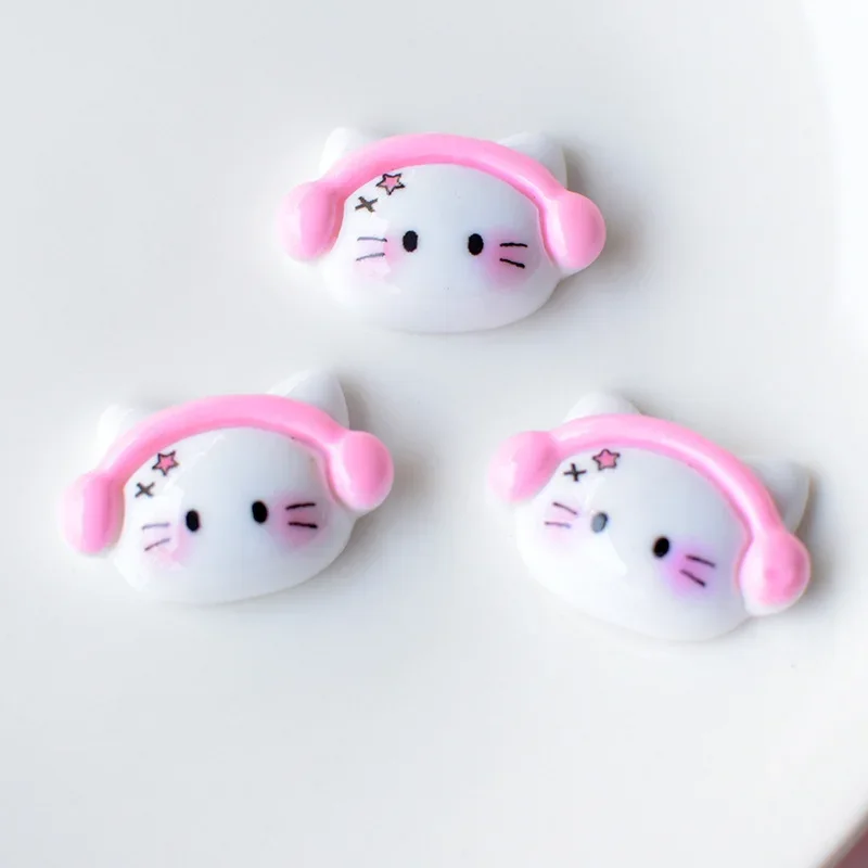 5pcs New Cute Hello Kitty Cat Bone Cartoon Resin Flatback DIY Kawaii Sanrio Resin Accessories Crafts Materials