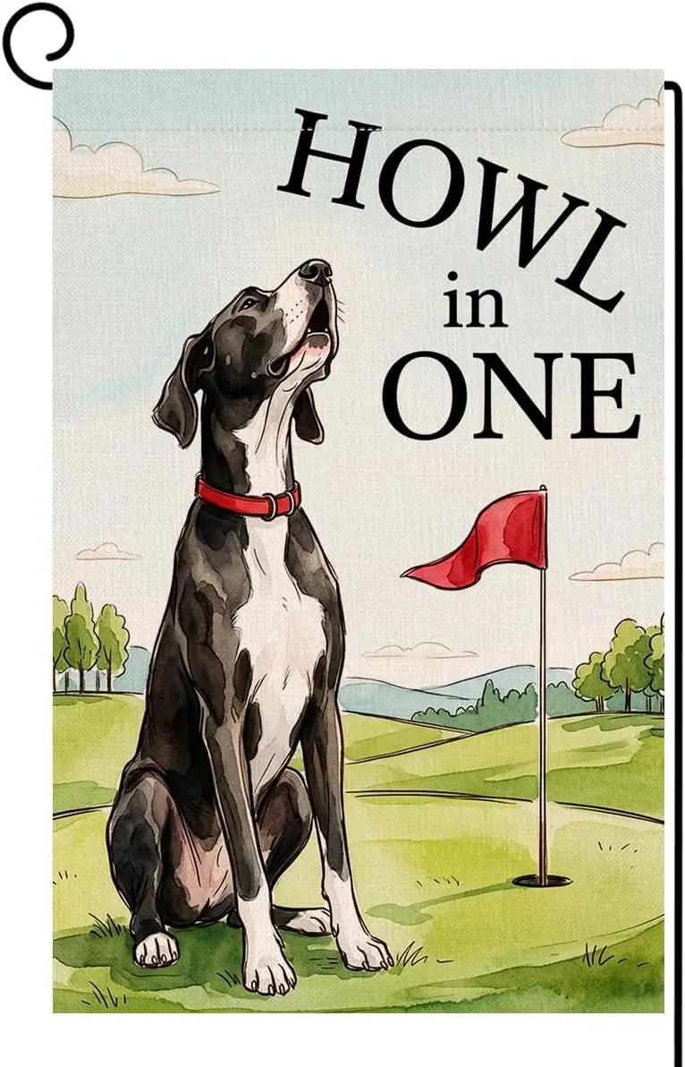BLKWHT Summer Dog Garden Flag 12x18 Vertical Double Sided Howl in One Spring Seasonal Holiday Outside Decorations Burlap Yar AAS