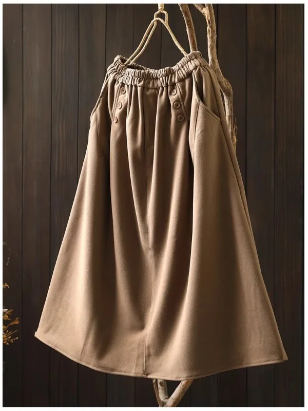 Gonna longuette ampia da donna Gonna a trapezio a vita alta Sweet Sle con orlo a pieghe Gonna Faion autunnale adatta per i pendolari