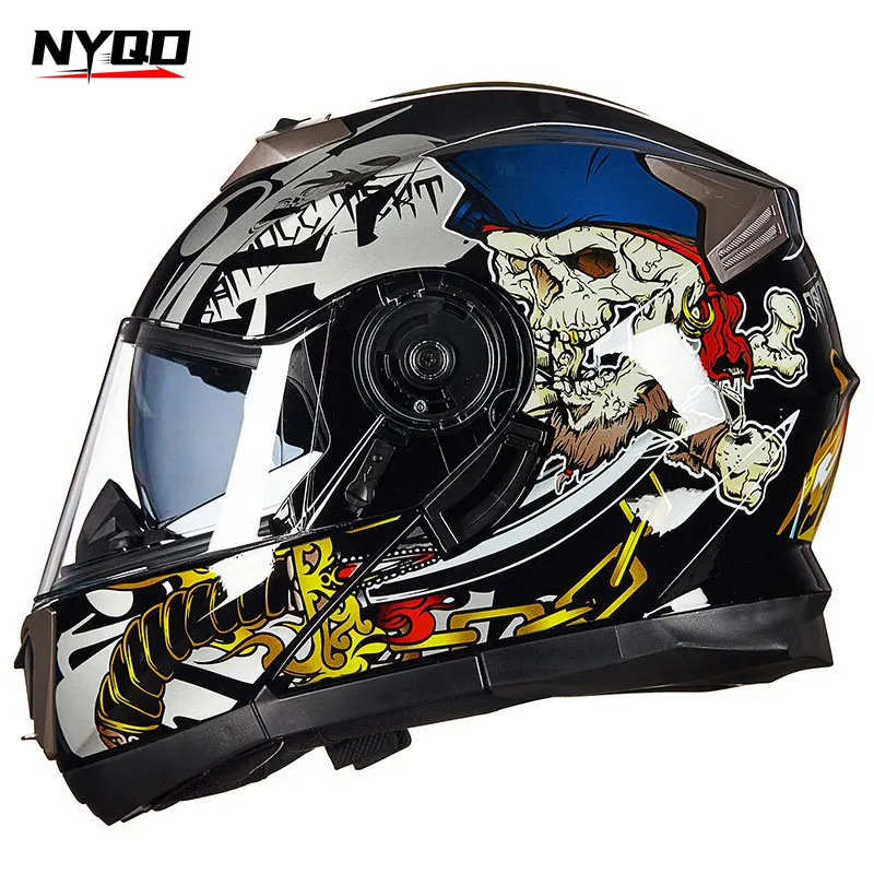 GXT160 uomo Flip Up Moto Casco pedali Moto Moduler Dual Lens Motocross caschi integrali Casco Moto Casque