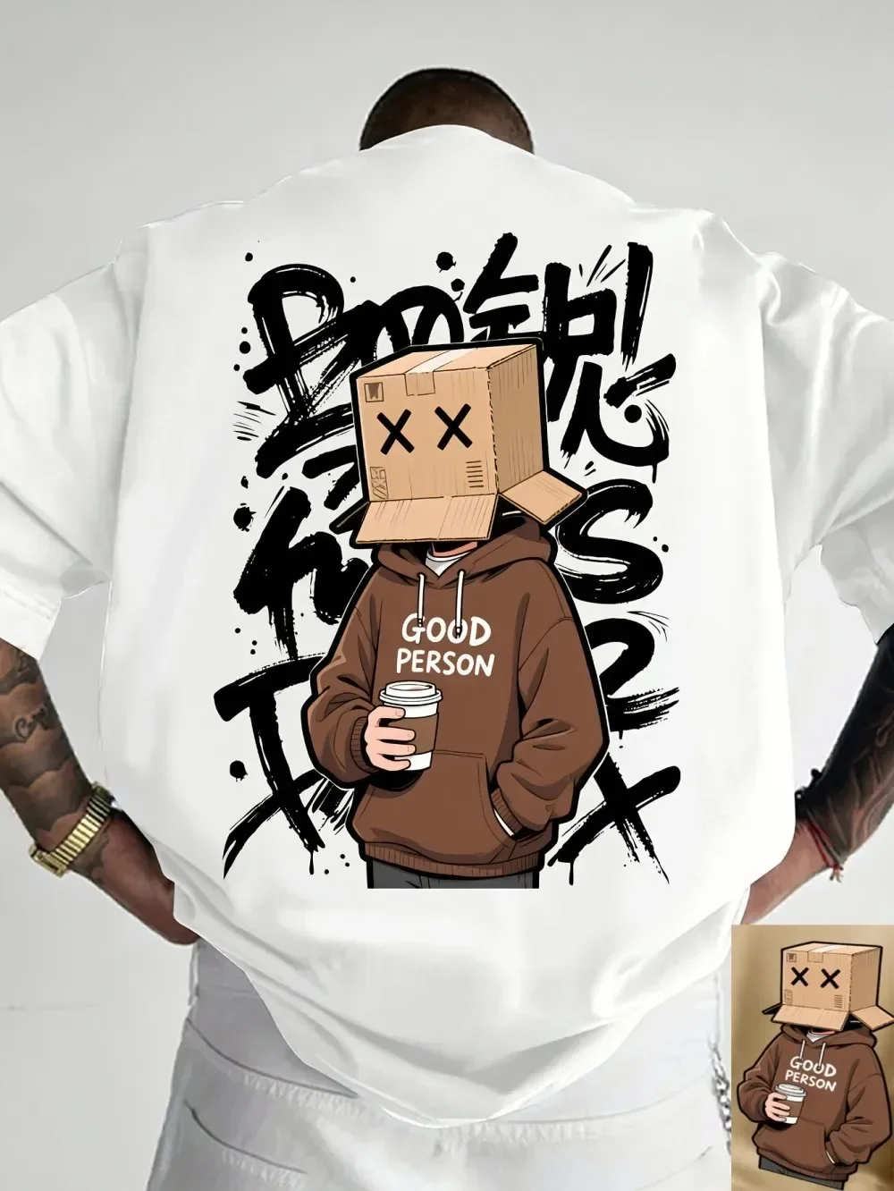 Sommer Herren Cartoon-Charakter Buchstaben Graffiti Bedrucktes Kurzarm-Freizeit-T-Shirt Atmungsaktiv mit Rundhalsausschnitt Outdoor Street Tops