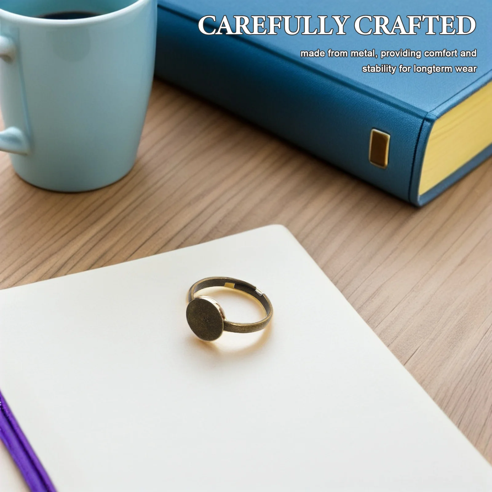 

100Pcs Adjustable Cabochon Ring Settings Flat Round Metal Base Blank Tray DIY Jewelry Accessories for Finger Ring Making