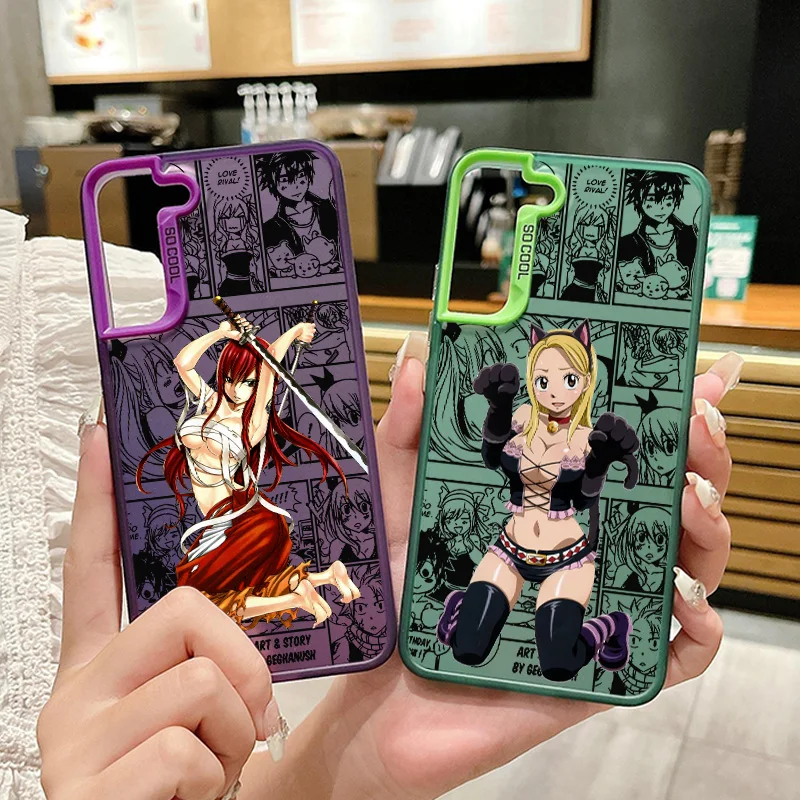 Anime FAIRY TAIL Cool For Samsung Galaxy S24 S23 S22 S21 S20 Plus FE Ultra Colored Silver Plated Inside Phone Case