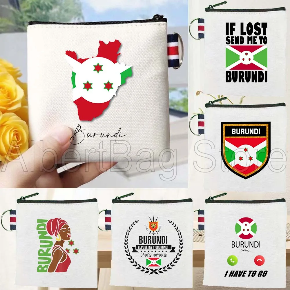 

Burundi Country Map Flag Birthday Gifts Canvas Key Coin Purse Small Square Cotton Bag Storage Card Wallets Holders Zipper Pouch