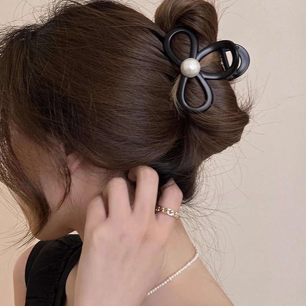 Pinzas para el pelo con lazos acrílicos para mujer, horquilla con perlas, pinza para el pelo, accesorios para el cabello, Mini niñas, tocado, 8cm