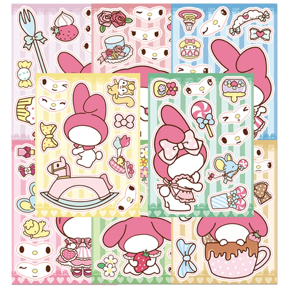 8/16 Vellen Sanrio My Melody Puzzel Stickers Leuke Maak een Gezicht Decals Kinderen Creëren Uw Eigen Kinderen Monteren Jigsaw speelgoed Party Gift