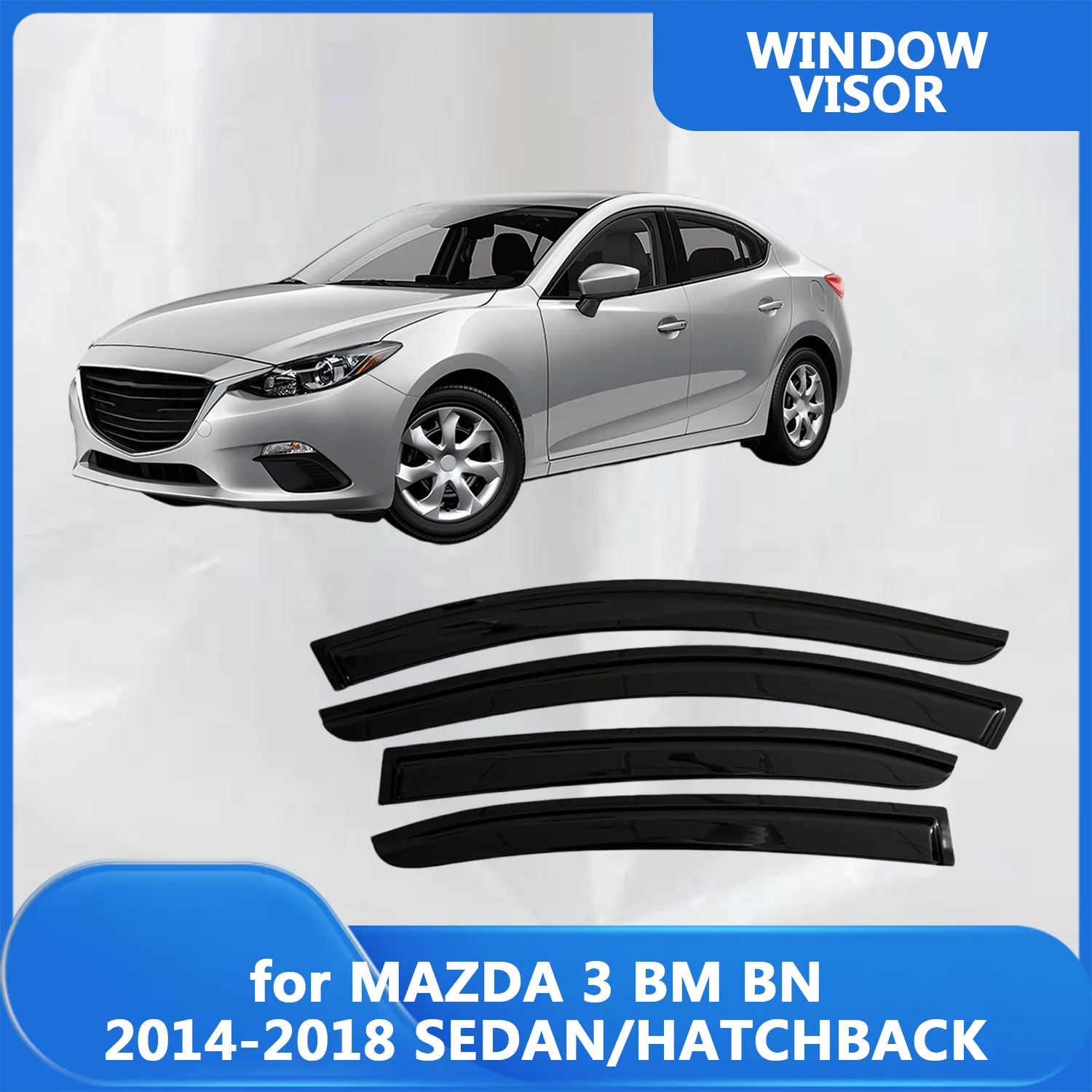 

Window Visor for MAZDA 3 BM BN 2014 2015 2016 2017 2018 SEDAN/HATCHBACK Wind Deflectors Rain Guards Door Visor Vent