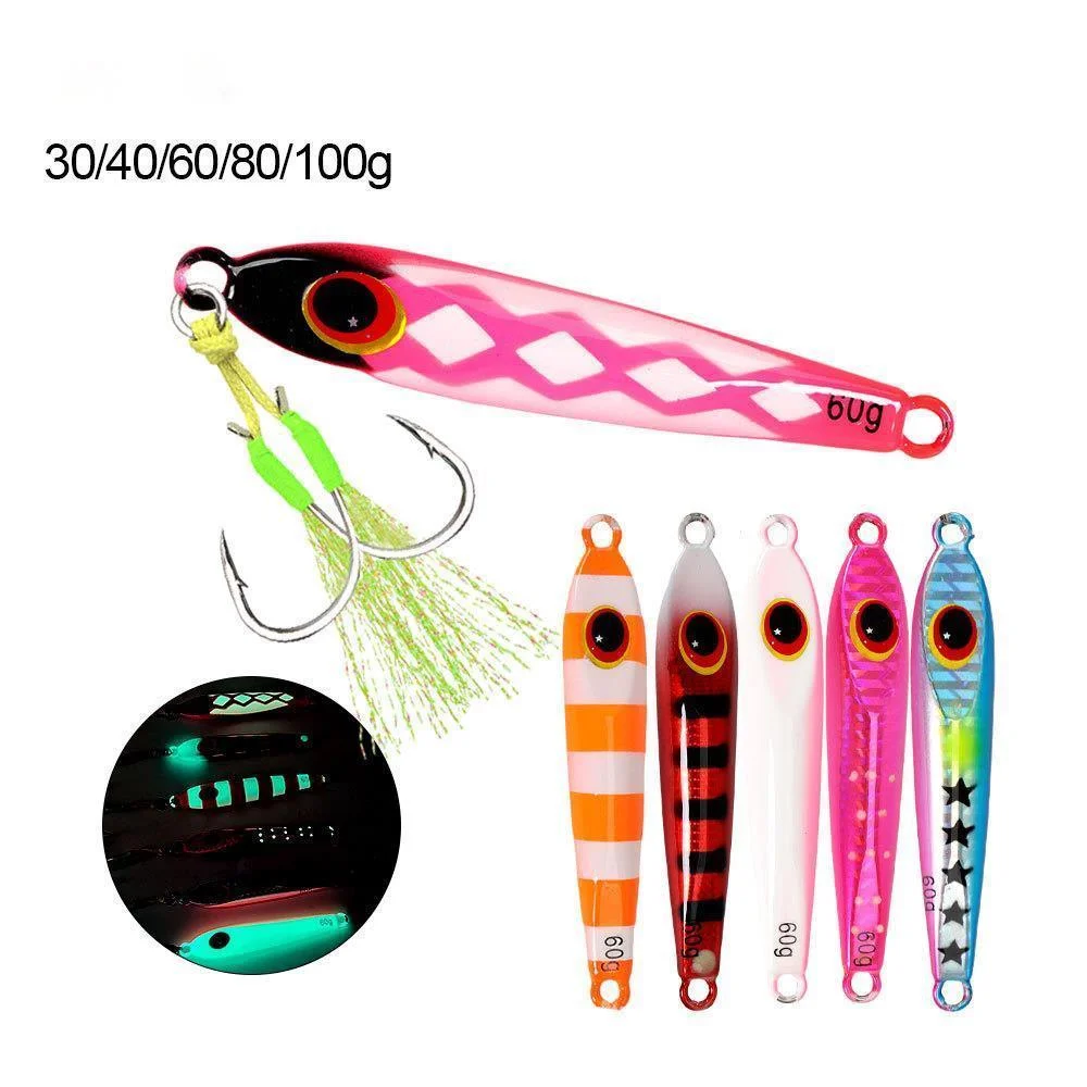 New Slow Shaking Metal Jig lure, Night Glow, Multi-color, Lead Fish Bait, Biomimetic Artificial bait, Spanish mackerel bait