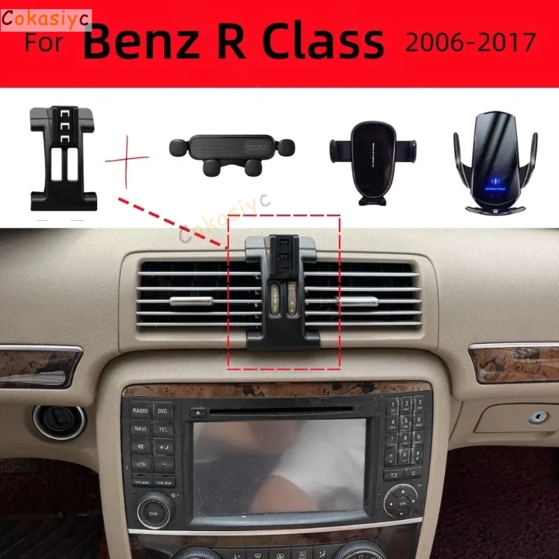 Suporte para Telefone de Carro para Mercedes Benz Classe R W251 2006-2017, Base de Fixação Especial Forte com Carregamento Sem Fio, Acessórios para Ca
