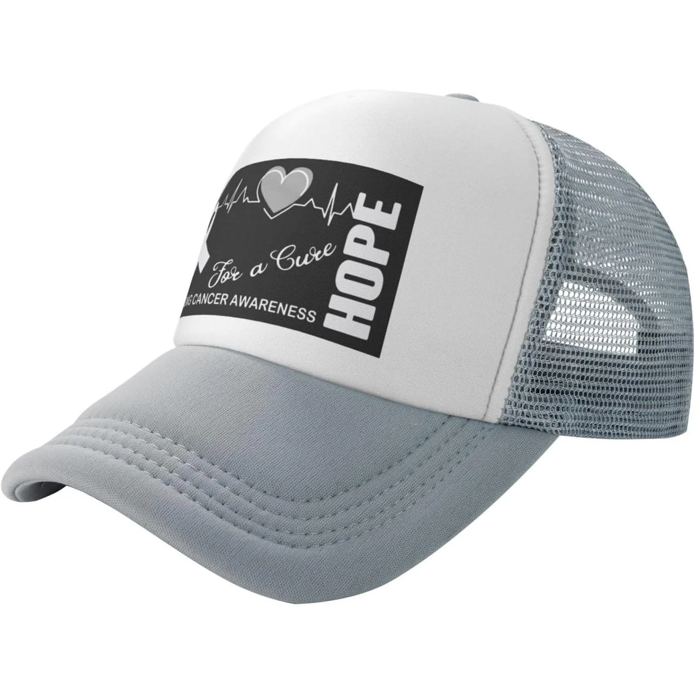Casquette de camionneur unisexe en maille avec fermeture snapback, motif « Espoir pour une Guérison » pour la sensibilisation au cancer, décontractée, pour l'extérieur