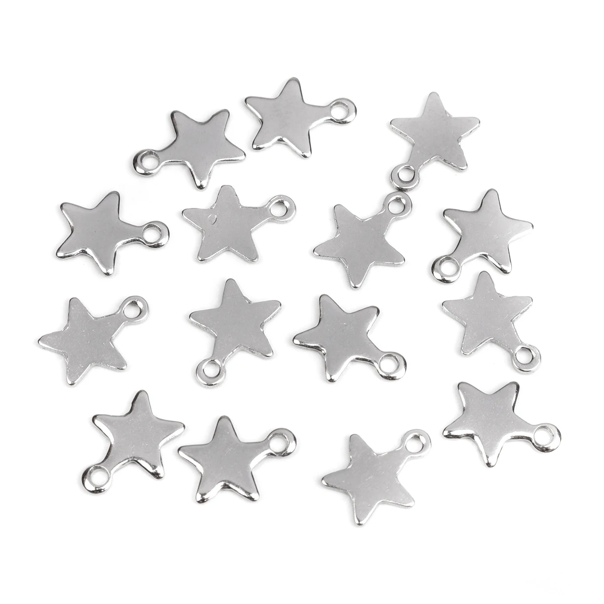 10PCs 304 Stainless Steel Chain Tail Extender Charms Pentagram Star Heart Moon Charms Silver Color For Jewelry Making 10mm X 8mm