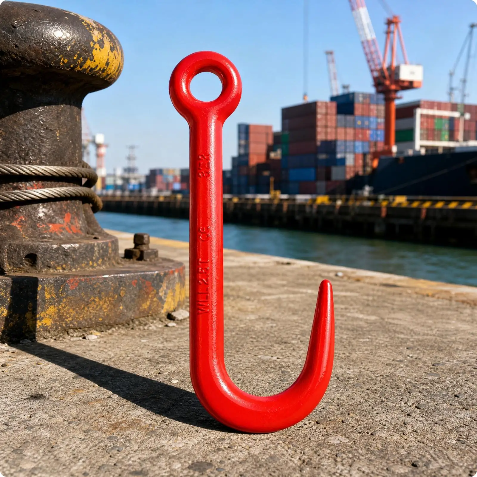 J-Shaped Lifting Hook with hole.5T Rated J-Shaped Hook Steel for Riggers, Industrial Workers, Cargo Handling, Docks, Aviation