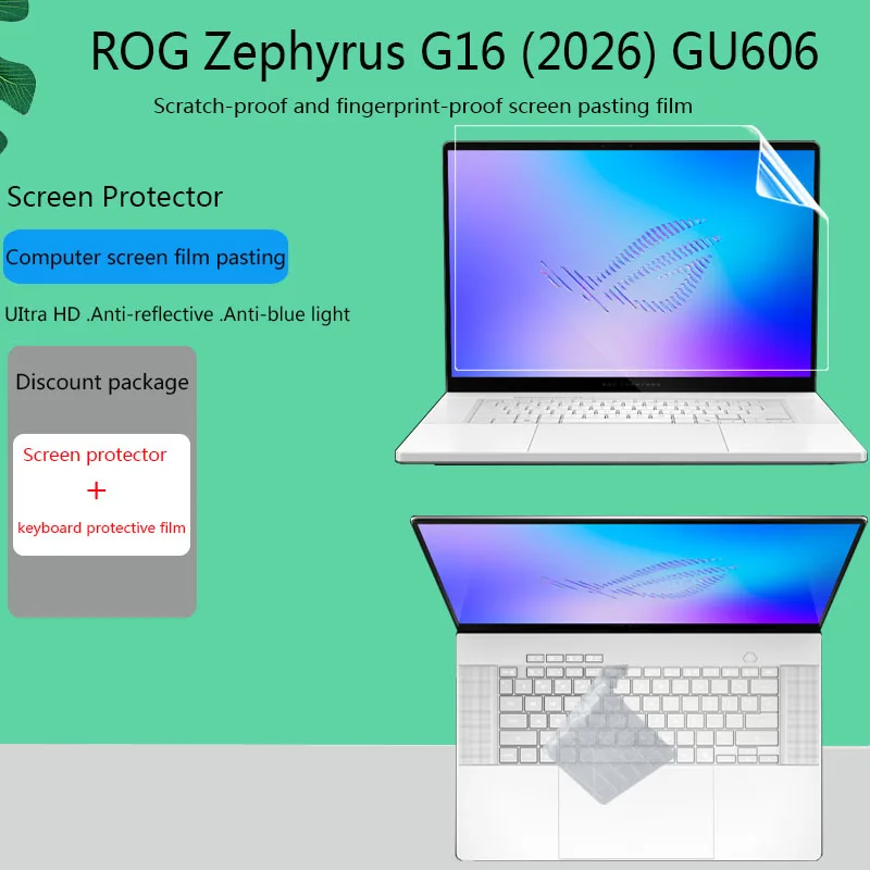 Suitable for 2026 ROG Zephyrus G16 GU606 notebook keyboard film 16 inch computer screen film protector silicone key pad HD film
