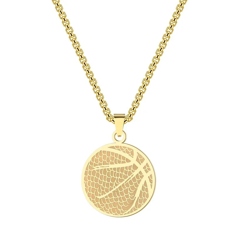 Leisure Sports Style Silver Color Carve Basketball Pendant Necklace Men's Passionate Joyful Atmosphere Basketball Game Necklace