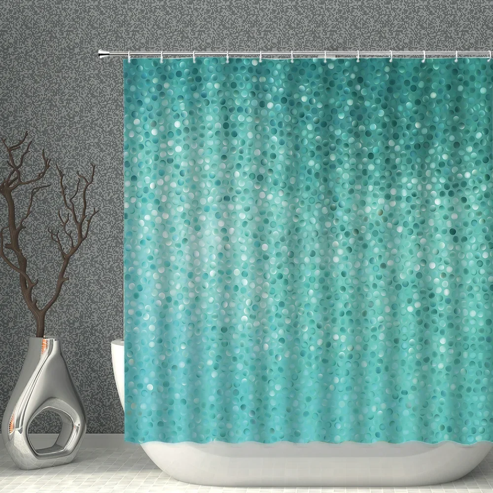 Small Dot Shower Curtain Turquoise Decoration Mosaic Tile Star Shape Simple Personality Creative Bathroom Curtains Accessories