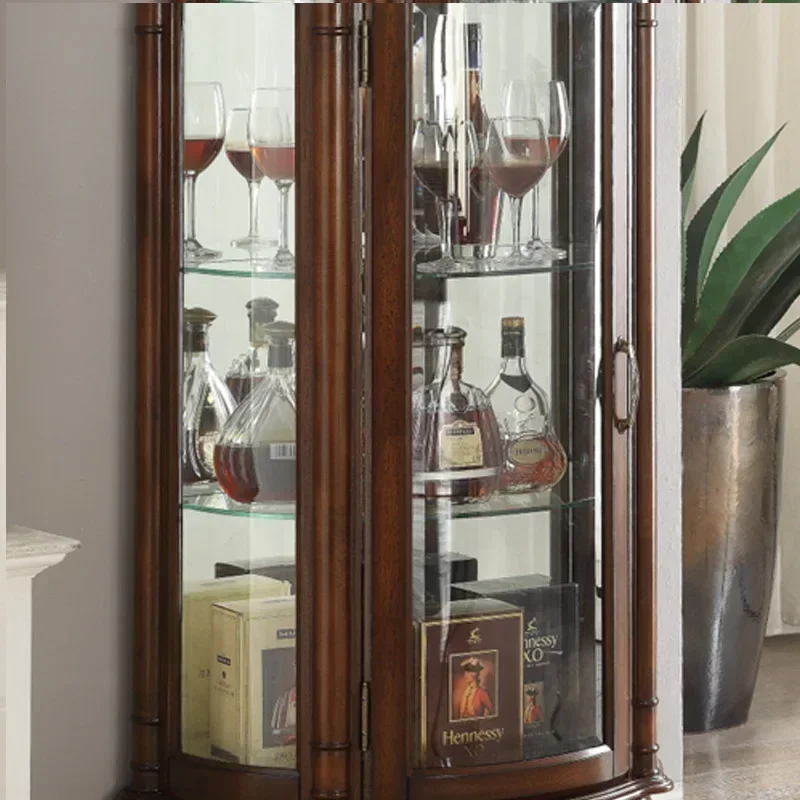 

Bestseller For Solid Wood Single Door Living Room Glass Decorative Cabinet With Semi-circular Arc Shape