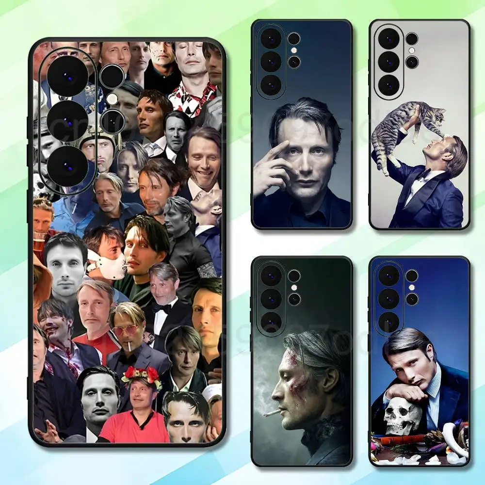Mads Mikkelsen H-Hannibals For Samsung S26 S25 S24 S23 S22 S21 S20 Lite 5G Ultra Plus Black Phone Case Ultra-Thin