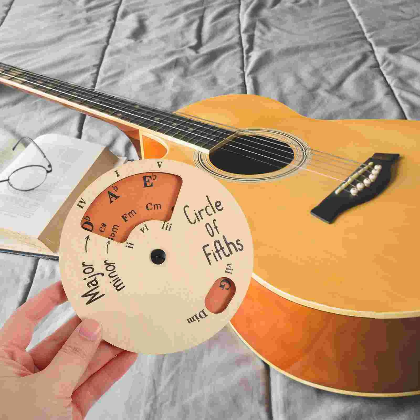 

Wooden Melody Tool Circle of Fifths Wheel Color Number Chord for Musicians Instrument