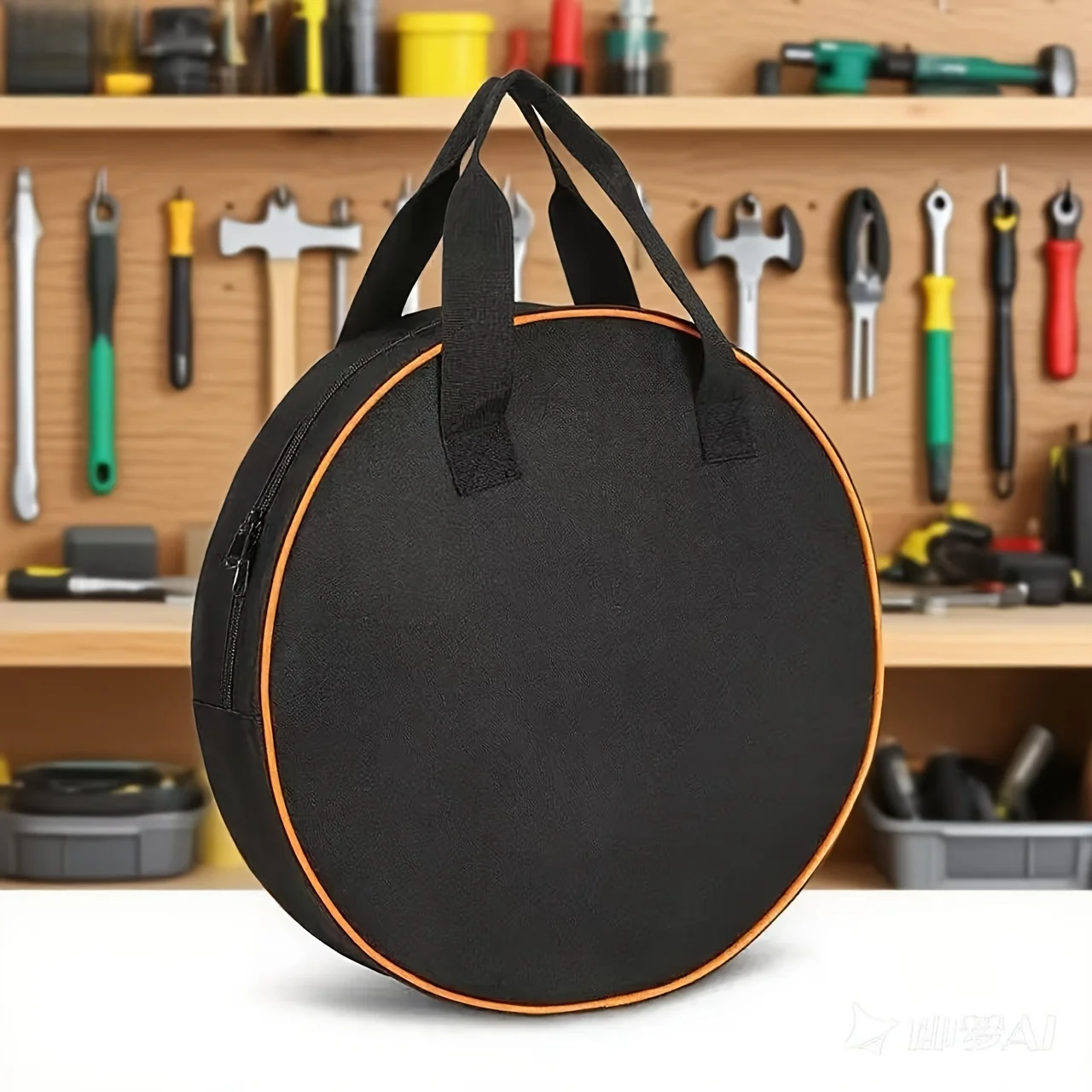 

Heavy Duty Round Tool Bag - Zipper Closure,Portable Organizer for Cables,Chargers &Small Tools,Ideal for RV,Gardening & Workshop