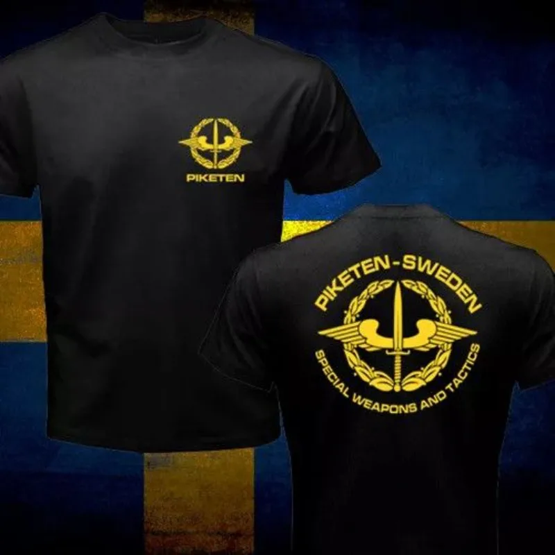 الاتجاه 25 صيف جديد السويدية SWAT Jingcha Polisen القوات الخاصة نفس المطبوعة القطن تي شيرتات قصيرة الاكمام الرجال الملابس