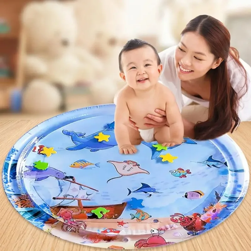 Tikar mainan air bayi 100CM, bantal bantalan AIR waktu perut PVC, mainan aktivitas pengembangan pendidikan dini bayi